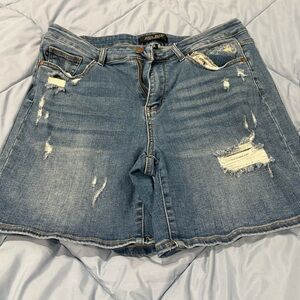 Judy Blue Distressed Blue Jean Shorts